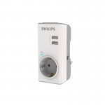 Philips CHP4010W/GRS Μονόπριζο ασφαλείας με 2USB, 3680W, 380J