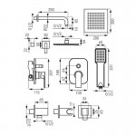 Karag Ferro Algeo Square BAQ7P-SET1-S Εντοιχισμένο Σύστημα Ντους με μπαταρία