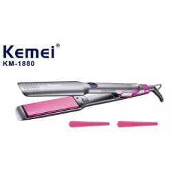 KEMEI KM-1880 Ισιωτική Μαλλιών με Ψηφιακές ενδείξεις και φαρδιές κεραμικές πλάκες 