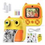 Παιδική Φωτογραφική Μηχανή Ψηφιακή με Ενσωματωμένο Ασπρόμαυρο Εκτυπωτή  - D8 Κίτρινη