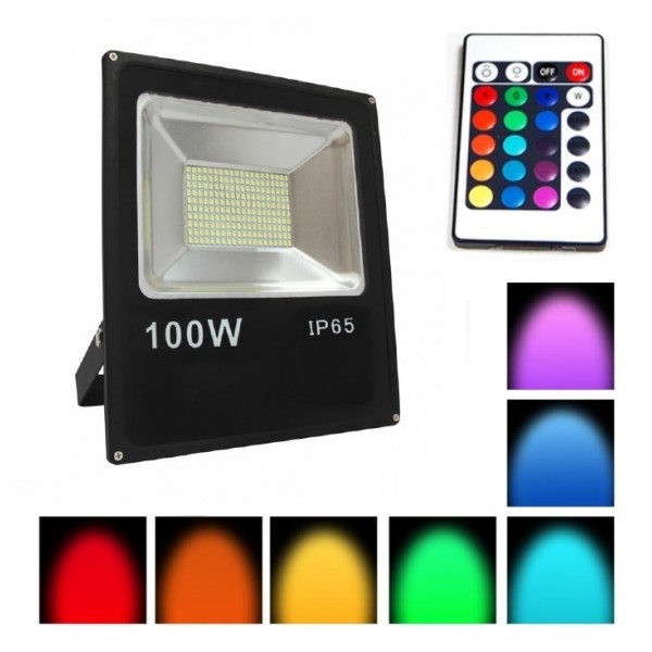 Προβολέας RGB LED 100W Αδιάβροχος IP65 με εναλλαγή χρωμάτων και τηλεχειριστήριο