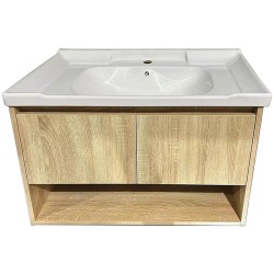 Gloria Laura 80 Natural Wood Έπιπλο Μπάνιου με Νιπτήρα