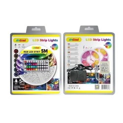 Αδιάβροχη Ταινία LED RGB 5m με Τροφοδοτικό και Τηλεχειριστήριο 12V Q-DT55