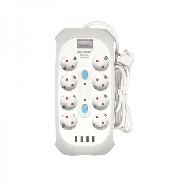 Qiao Sheng Πολύμπριζο 8 Θέσεων 10Α/250V-2500W 2m NO:3278