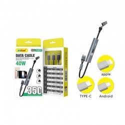 Andowl Καλώδιο φόρτισης & μεταφοράς δεδομένων 6 σε 1 με ενσωματωμένο καλώδιο Micro/iOS/TypeC Q-SJ11