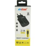 Andowl Φορτιστής με 2 Θύρες USB-A και Καλώδιο Lightning Μαύρος CX-15