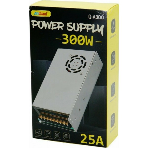 Andowl Τροφοδοτικό LED Ισχύος 300W με Τάση Εξόδου 12V Q-A300