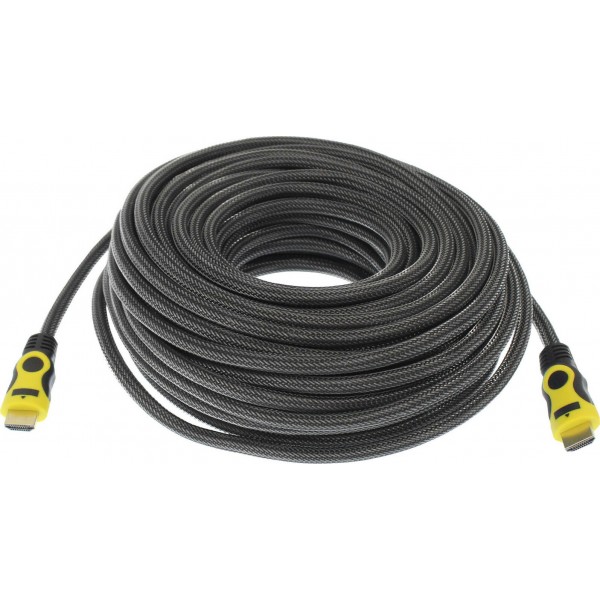 Andowl Braided Cable HDMI male - HDMI male 20m Μαύρο QHD200