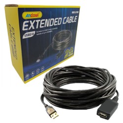 ANDOWL επέκταση καλωδίου Q-T05D USB 2.0 Cable USB-A male - USB-A female Μαύρο 20m