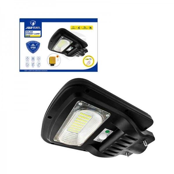 Jortan Led Αδιάβροχο Ηλιακό Φωτιστικό Δρόμου 50W με Ανιχνευτή Κίνησης Και Τηλεχειριστήριο IP66