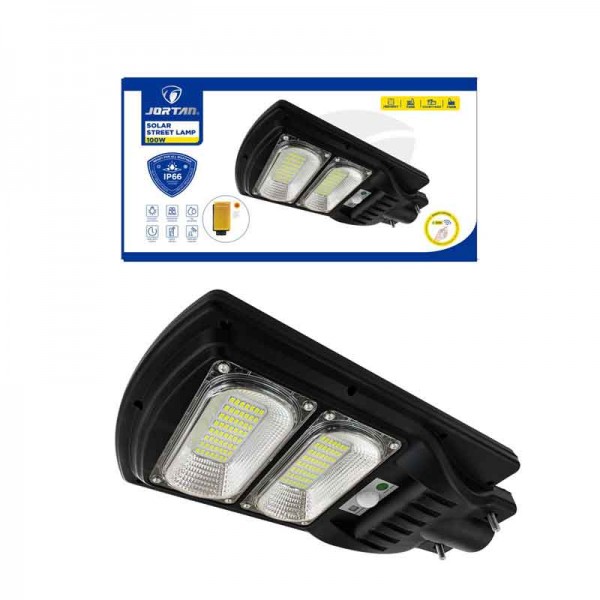 Jortan Led Αδιάβροχο Ηλιακό Φωτιστικό Δρόμου 100W με Ανιχνευτή Κίνησης & Τηλεχειριστήριο IP66 6500K