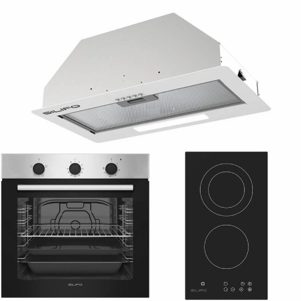 Σετ SILIFO SF6850BOI & SF6802HDV3 & SF6615 Φούρνος 83lt, Εστία Domino & Μηχανισμός Απορρόφησης 92034 (4 Έτη Εγγύηση)
