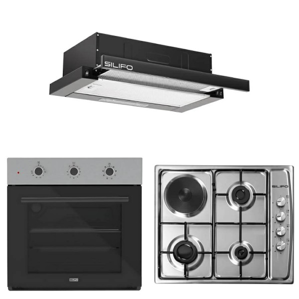 Σετ SILIFO SF6008 & SF6100 & SF6665 Φούρνος, Μικτή Εστία & Απορροφητήρας 92271 Σετ SILIFO SF6008 & SF6100 & SF6665 Φούρνος, Μικτή Εστία & Απορροφητήρας 92271
