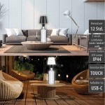 AddLiving 3232 Λευκό μεταλλικό φωτιστικό μπουκαλιού LED επιτραπέζιο και επαναφορτιζόμενο 9cm με IP44 και ρύθμιση φωτεινότητας 2800Κ-4500Κ-6000Κ