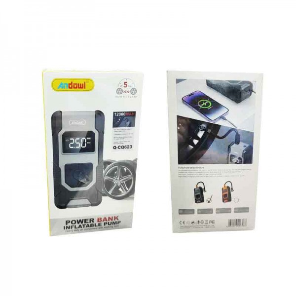 Andowl Φορητή αντλία αέρα 12000mAh και Power Bank Q-CQ623