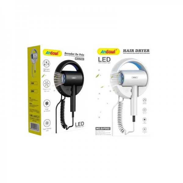 Andowl Επιτοίχιο Πιστολάκι Μαλλιών 2200W Q-F002 Μαύρο