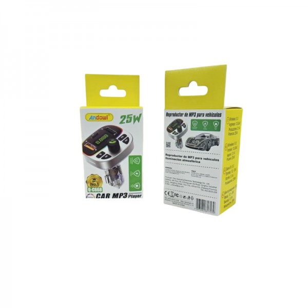 Andowl Πομπός αυτοκινήτου φορτιστής MP3 Player Q-C668 Andowl Πομπός αυτοκινήτου φορτιστής MP3 Player Q-C668