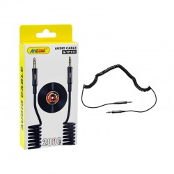 Andowl Καλώδιο Ήχου 3.5mm Jack Αρσενικό σε 3.5mm Jack Αρσενικό Σπιράλ Μαύρο 2m Q-YP111