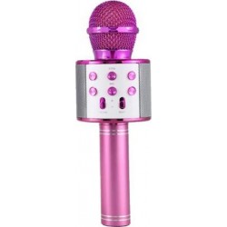 Ασύρματο Μικρόφωνο Καραόκε Bluetooth Με Ηχείο WS-858 Ροζ