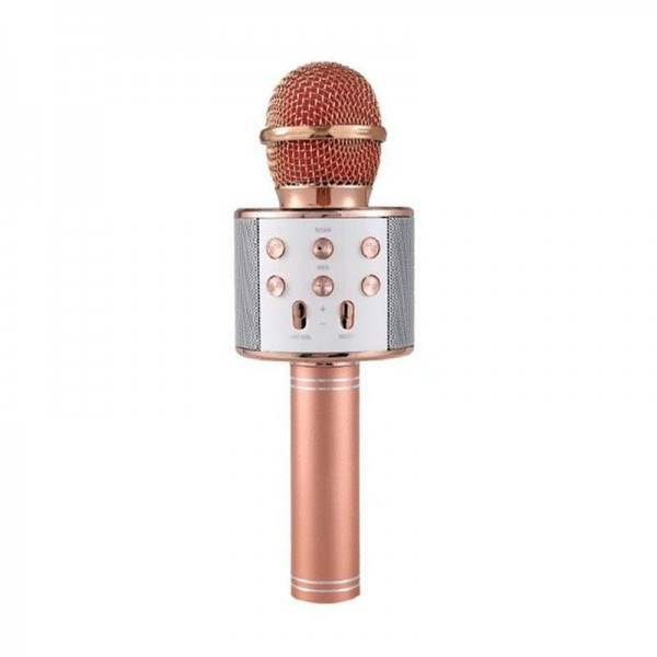 Ασύρματο Μικρόφωνο Καραόκε Bluetooth Με Ηχείο WS-858 Ροζ Χρυσό
