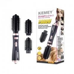 KEMEY Πιστολάκι – Βούρτσα Μαλλιών 2 σε 1 1000W με Εναλλάξιμες Κεφαλές KM-8021