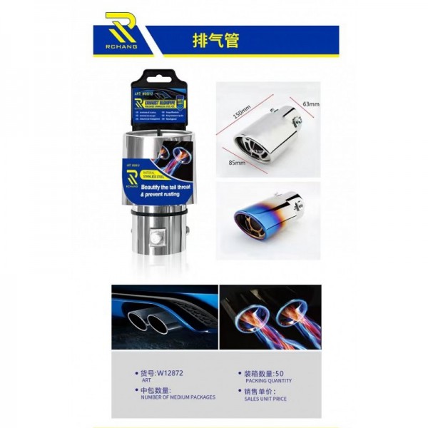 RCHANG Μπούκα εξάτμισης αυτοκινήτου ασημί 150x63mm W12872