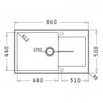 Pyramis Ithaka Plus 86x50 1B 1D Γρανιτένιος Νεροχύτης Αντιστρεφόμενος Pyragranite Snow