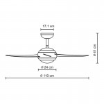 Primo PRCF-80282 110cm Ανεμιστήρας Οροφής Ασημί/Διάφανα Φτερά με Τηλεχειριστήριο