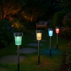 Σετ ηλιακά φωτιστικά κήπου καρφωτά RGB 30cm 10τμχ