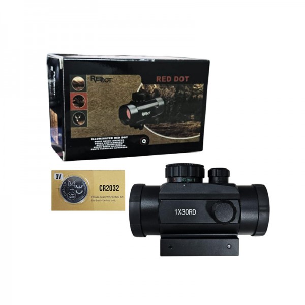 Διόπτρα Red Dot 1x30RD με Φωτιζόμενο Στόχο & Μπαταρία