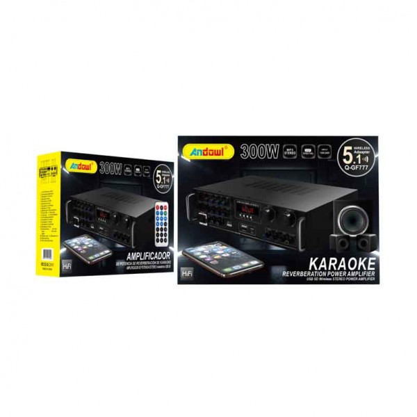 Andowl Ενισχυτής Ήχου Karaoke με USB/SD, Bluetooth & DSP – 300W Stereo Q-GF777