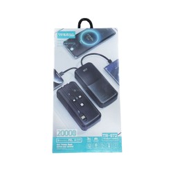Treqa Powerbank 20.000mAh TR-972 – Πολυλειτουργικό με Ενσωματωμένα Καλώδια & Γρήγορη Φόρτιση Λευκό 