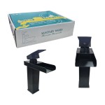 Sanitary Wares Μαύρη Μπαταρία Νιπτήρα με Ρουξούνι Καταρράκτη Sanitary Wares Μαύρη Μπαταρία Νιπτήρα με Ρουξούνι Καταρράκτη