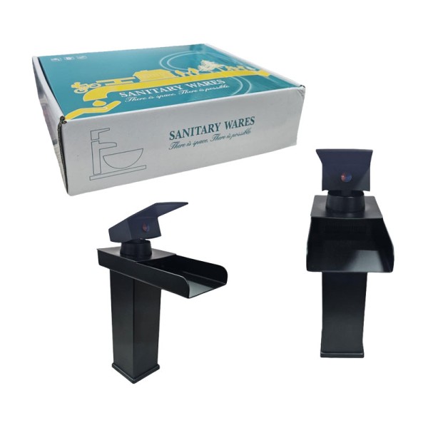 Sanitary Wares Μαύρη Μπαταρία Νιπτήρα με Ρουξούνι Καταρράκτη Sanitary Wares Μαύρη Μπαταρία Νιπτήρα με Ρουξούνι Καταρράκτη