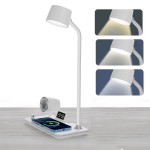 LED Φωτιστικό Γραφείου 4 σε 1 με Ασύρματο Φορτιστή, Ηχείο Bluetooth και Ρολόι Λευκό