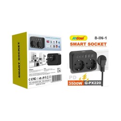 Andowl Πολύπριζο 8 σε 1 με 2 Πρίζες & 6 Θύρες USB 3500W Q-PX220