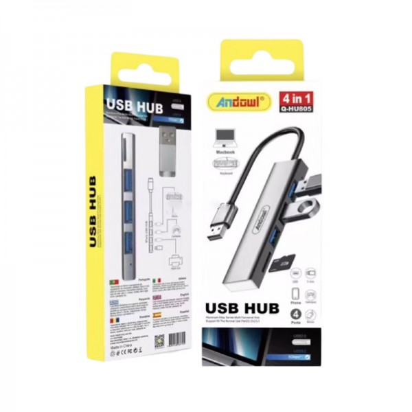 Andowl USB Hub 4 σε 1 με 4 Θύρες Q-HU805 Andowl USB Hub 4 σε 1 με 4 Θύρες Q-HU805