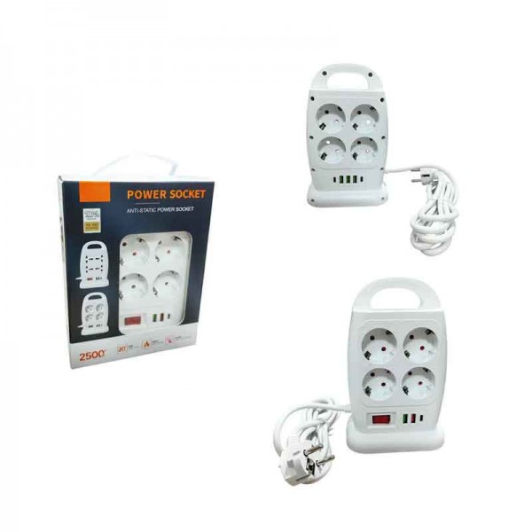 Πολύπριζο Ασφαλείας Μπρος Πίσω με 8 Θύρες και USB Πολύπριζο Ασφαλείας Μπρος Πίσω με 8 Θύρες και USB