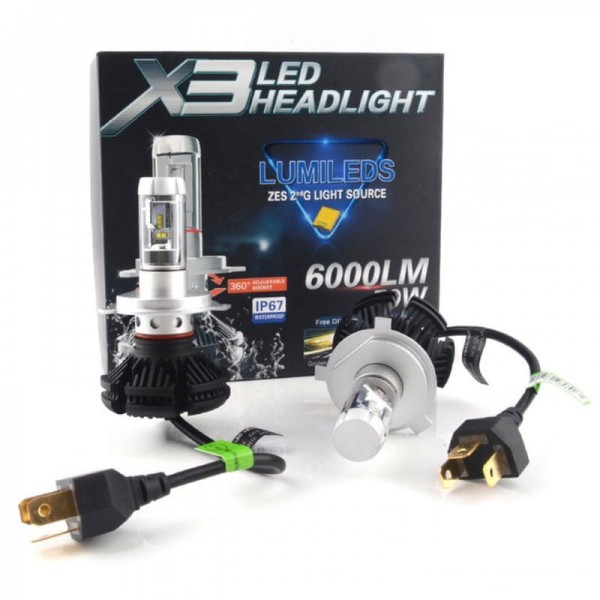 Λάμπα αυτοκινήτου H4 Ψυχρό Λευκό – X3 LED Headlight 6000LM 50W Λάμπα αυτοκινήτου H4 Ψυχρό Λευκό – X3 LED Headlight 6000LM 50W