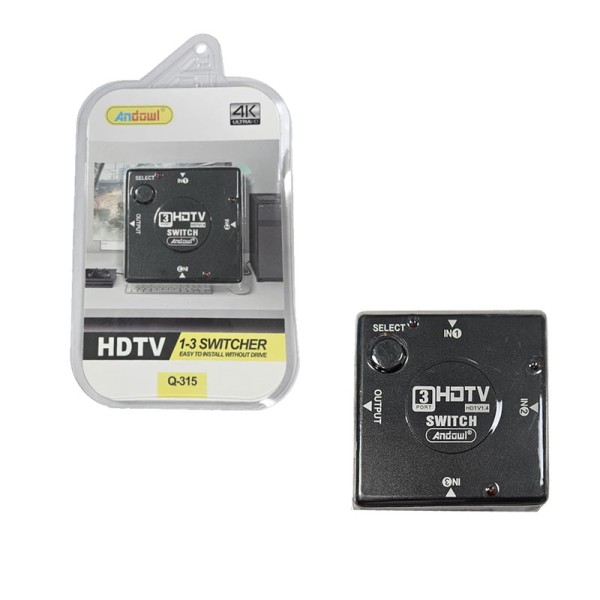 Andowl Διακόπτης HDMI 3 Θυρών 4K Q-315 Andowl Διακόπτης HDMI 3 Θυρών 4K Q-315