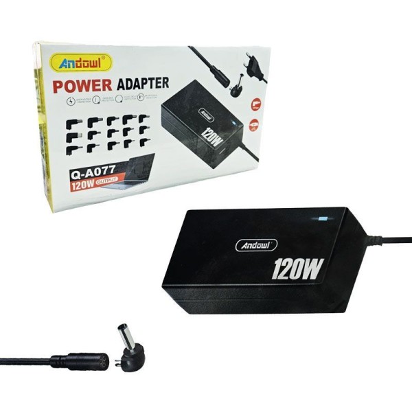 Andowl Φορτιστής Laptop Universal 120W με Αντάπτορες Q-A077 Andowl Φορτιστής Laptop Universal 120W με Αντάπτορες Q-A077