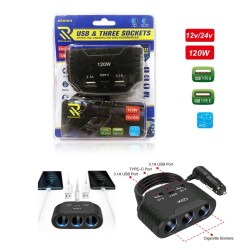RCHANG Φορτιστής αυτοκινήτου με 2 θύρες USB & type-C 120W 12V/24V W16478
