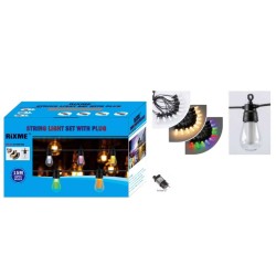 RIXME Γιρλάντα πρίζας 15m 16 λαμπτήρες RGB & κίτρινο χρώμα