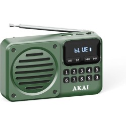 Akai APR-300 Πράσινο μίνι φορητό ρετρό ραδιόφωνο FM/AM, Bluetooth, USB, microSD