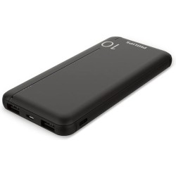 Philips DLP1810CB/GRS Power Bank 10.000 mAh – 2×USB-A & USB-C, Slim, Μαύρο