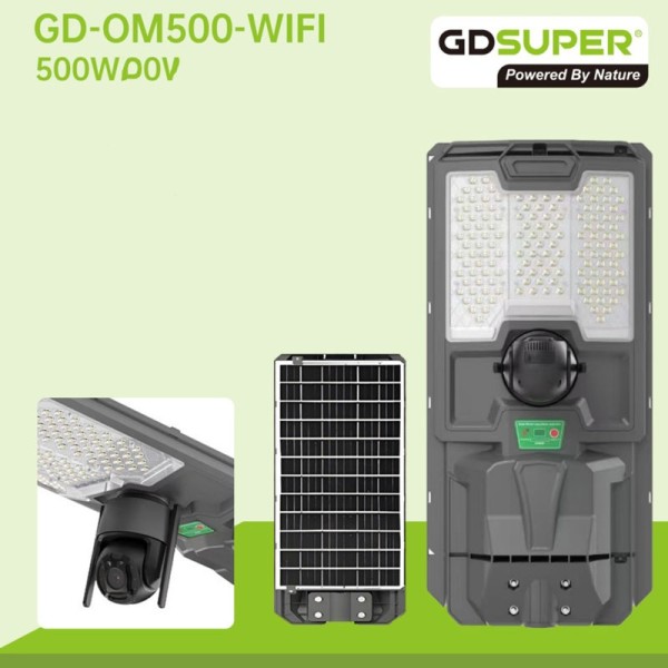 GDSUPER Ηλιακός προβολέας δρόμου 500W με ενσωματωμένη κάμερα ασφαλείας GD-OM500-WIFI