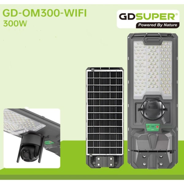 GDSUPER Ηλιακός προβολέας δρόμου 300W με ενσωματωμένη κάμερα ασφαλείας GD-OM300-WIFI