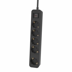 Philips CHP2154B/GRS Πολύμπριζο 5 Θέσεων με Διακόπτη & Παιδική Προστασία, Καλώδιο 1,5 m (Μαύρο)