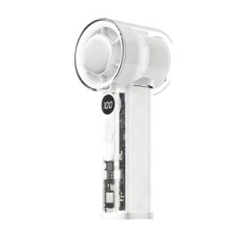 Eurolamp 300-20556 Ανεμιστήρας Χειρός Με Επιφάνεια Ψύξης Επαναφορτιζόμενος Φ6 Λευκός-διάφανο