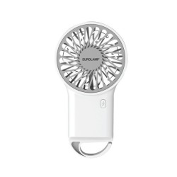 Eurolamp 300-20557 Ανεμιστήρας Χειρός Επαναφορτιζόμενος Με Κρίκο Φ8 Λευκός